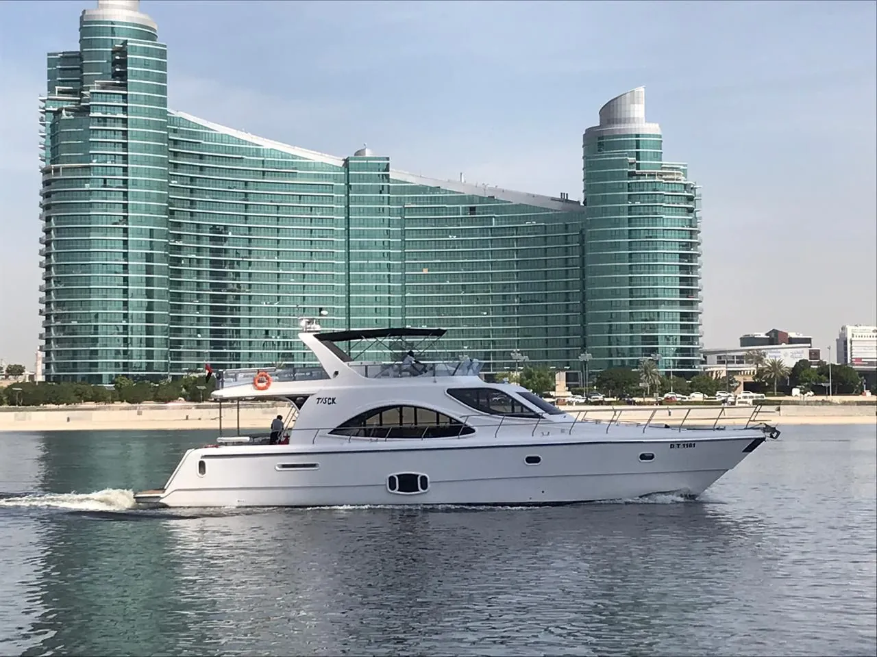 Tisck 75 ft motor yacht from the Gold Water Yachts fleet on the water in Dubai
