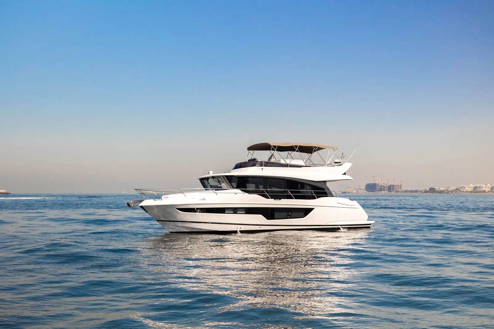 The Fly 56 ft yacht in Dubai, a stylish choice for a bachelorette party cruise